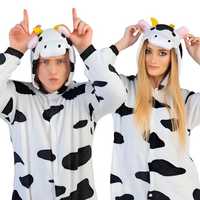 Piżama Onesie Kigurumi Kostium Przebranie Krowa S: 145 - 155cm