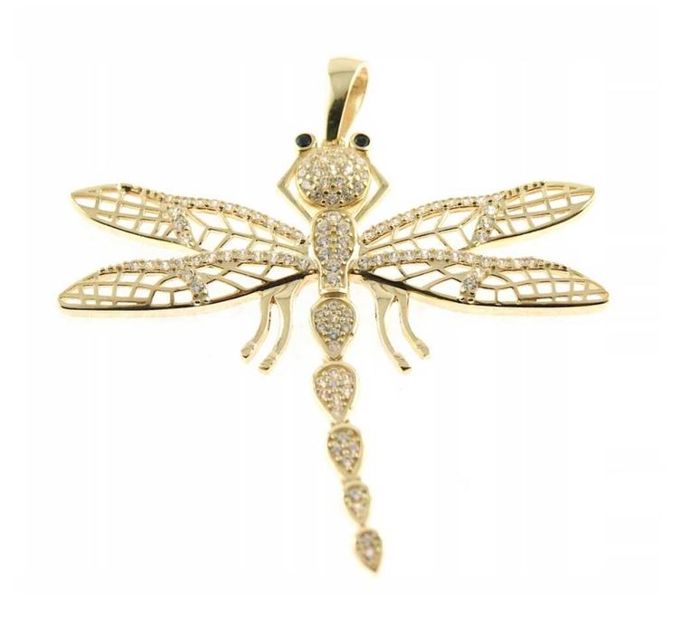 ZŁOTY WISIOREK Zawieszka Ważka z Cyrkoniami ZŁOTO p.585 NA PREZENT