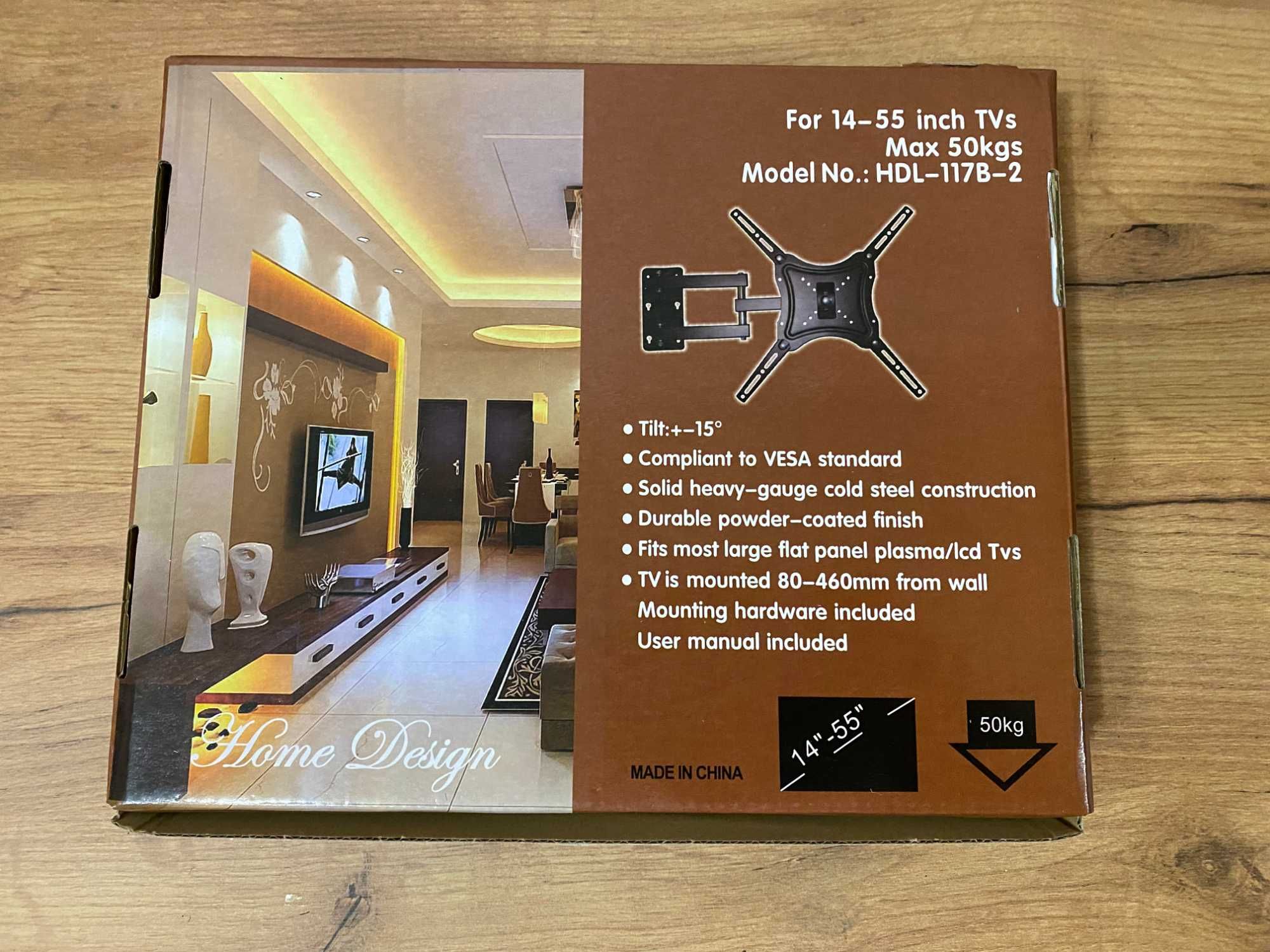 Настенное крепление кронштейн HDL-117B2, дюймы 14"-55" до 50 кг