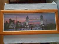 OBRAZ Tower Bridge z puzzli duży, drewniana RAMA, oprawiony, za szkłem