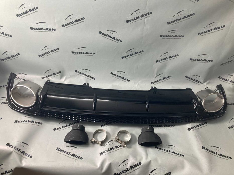 Дифузор з насадками (black + хром) Audi A4 B9 2015-2019 г. |в стилі RS