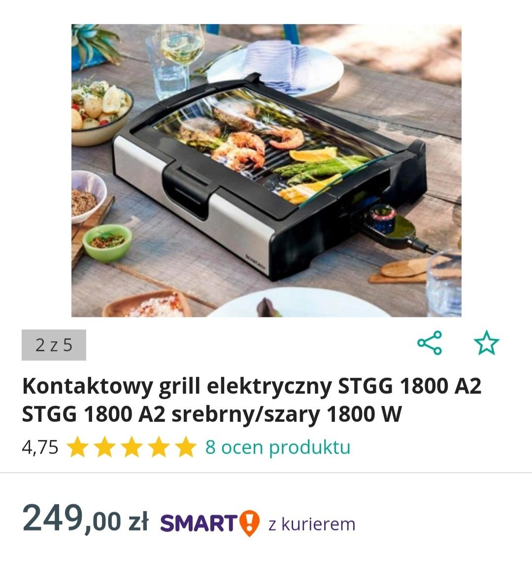 Grill elektryczny Silvercrest szklana pokrywa