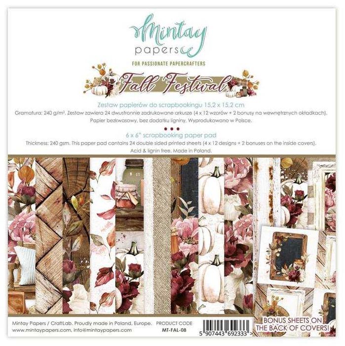 Zestaw papierów do scrapbookingu Mintay 15x15cm - Fall Festival - NOWY