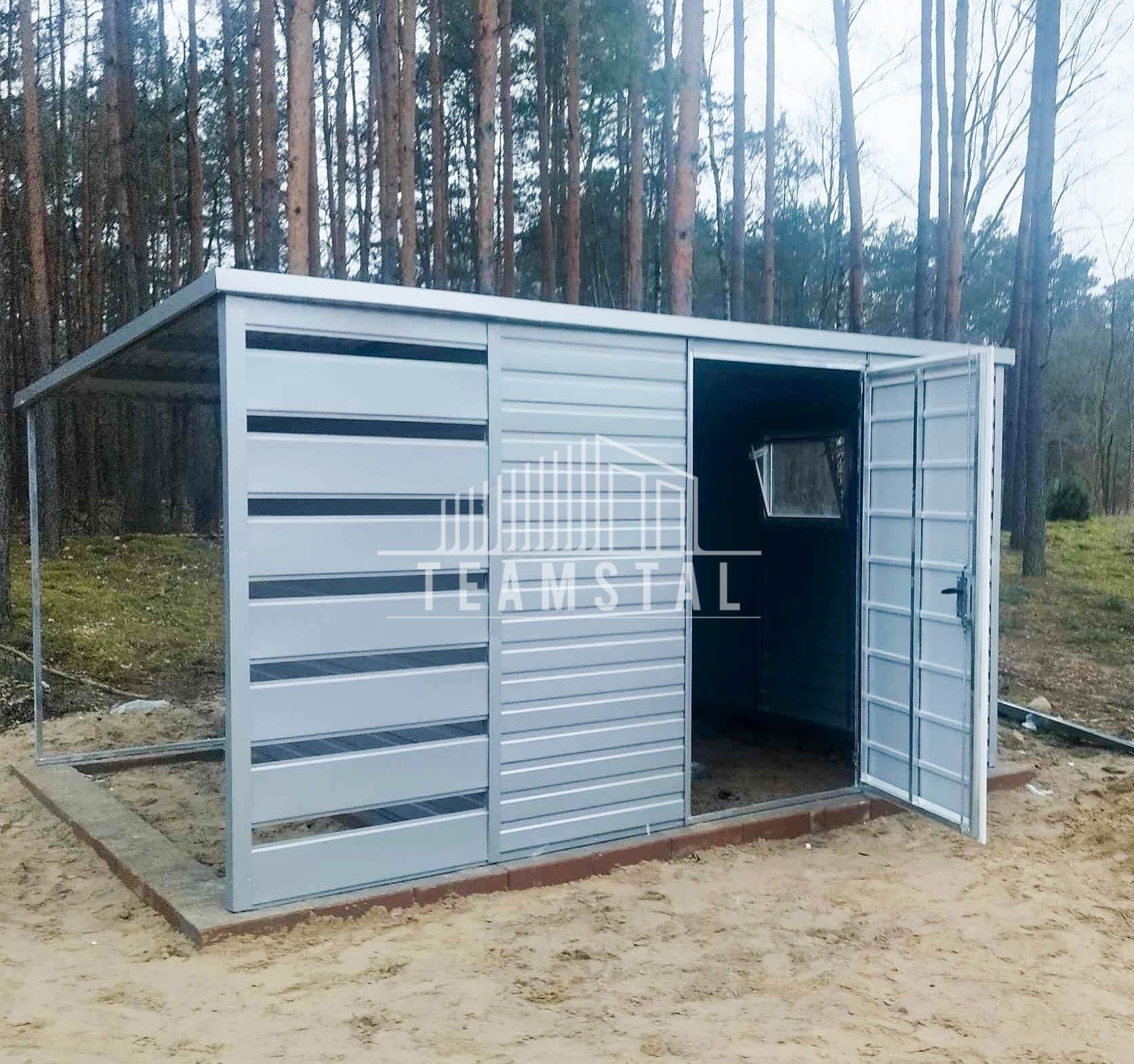 SCHOWEK - DOMEK OGRODOWY 3x3 m - wiata - okno - drzwi srebrny TS615