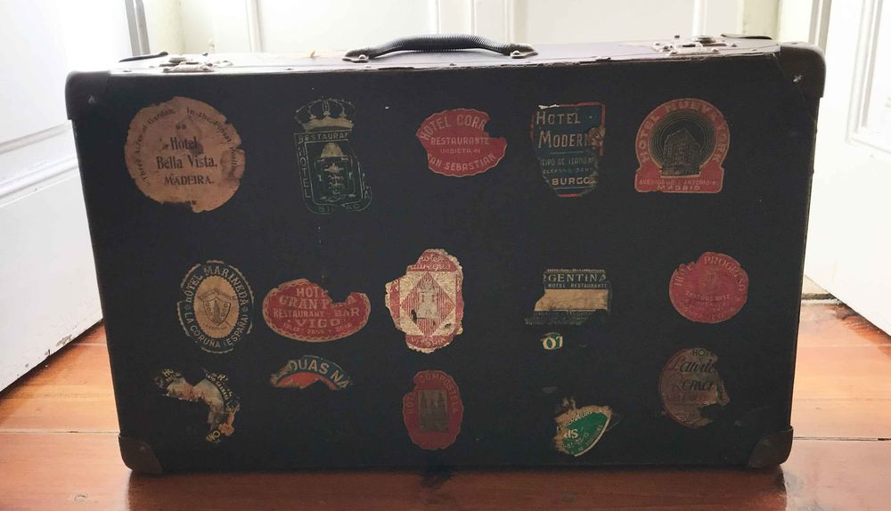 mala de viagem vintage autocolantes hotéis arca arrumos