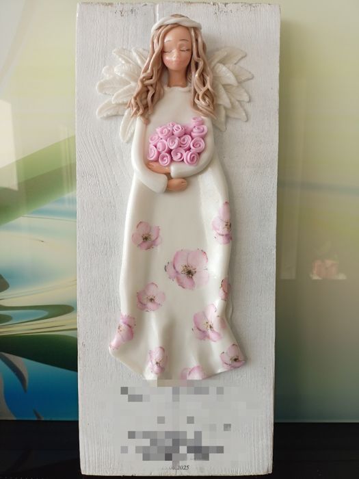 Aniołek w prezencie wykonany z masy porcelanowej mozliwa dedykacja