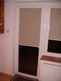 Drzwi przeszklone dwuszybowe balkonowe tarasowe z roleta biale 230x90