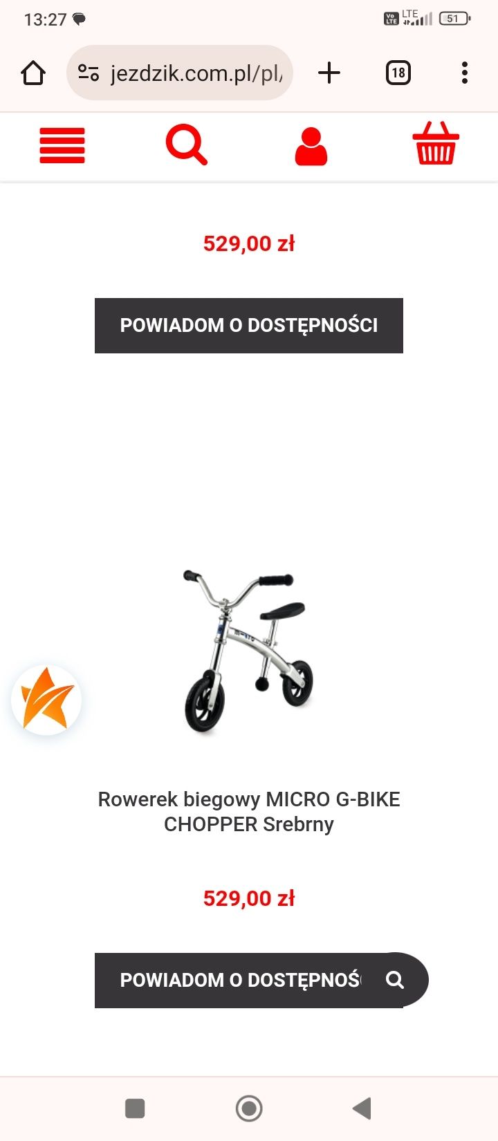 Rower rowerek biegowy micro g-bike chopper