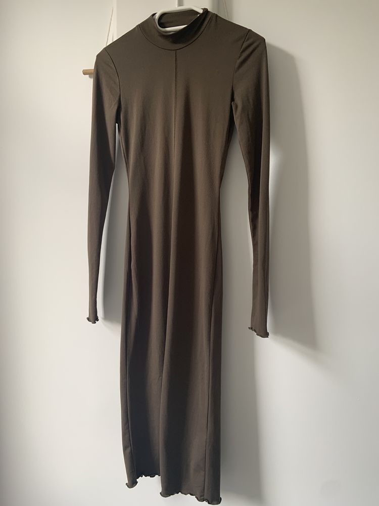 Sukienka tuba maxi midi H&M khaki rozmiar XS