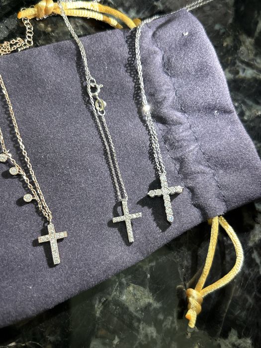 Підвіска хрестик tiffany срібло з цирконами розсип