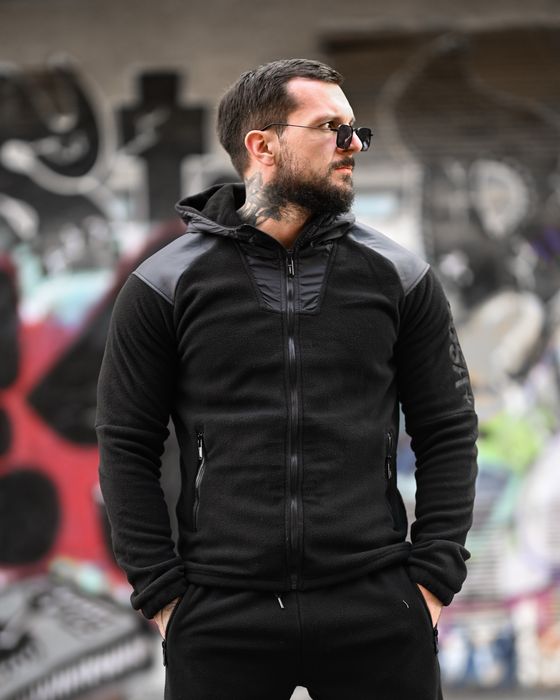 Чоловічий спортивний костюм зимовий чорний, спортивный костюм мужской