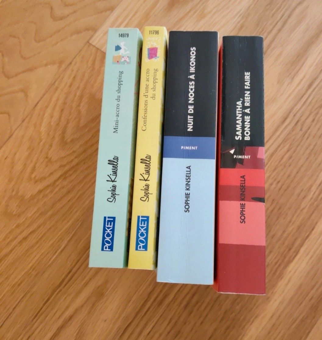 Lote de 4 livros bolso, em francês, Sophie Kinsella, Collection Piment