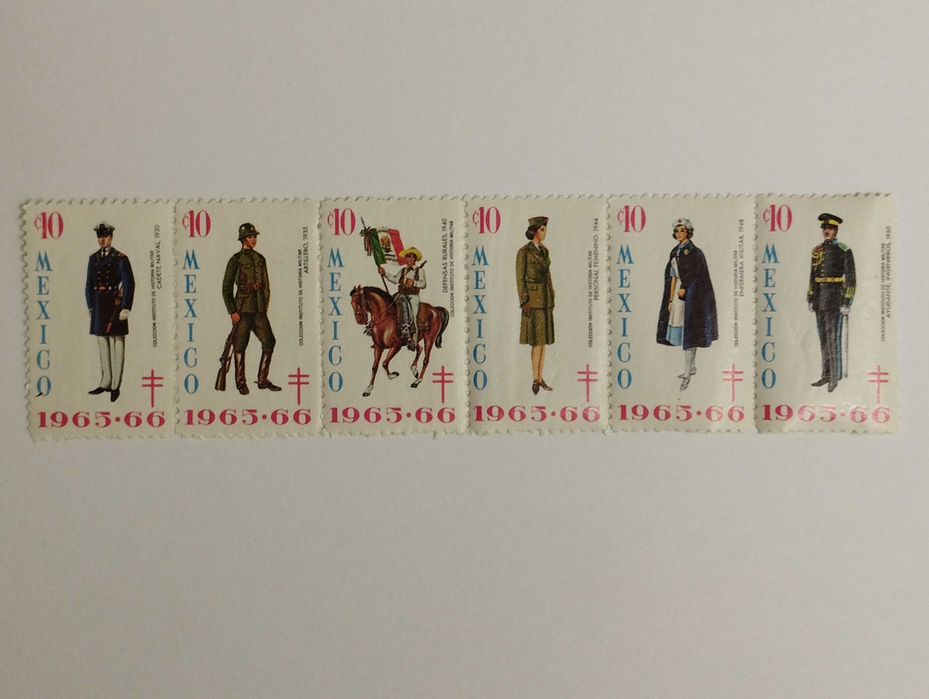Zestaw znaczków Meksyk 1965 - 1966r. Kolekcja Instytutu Historii wojsk