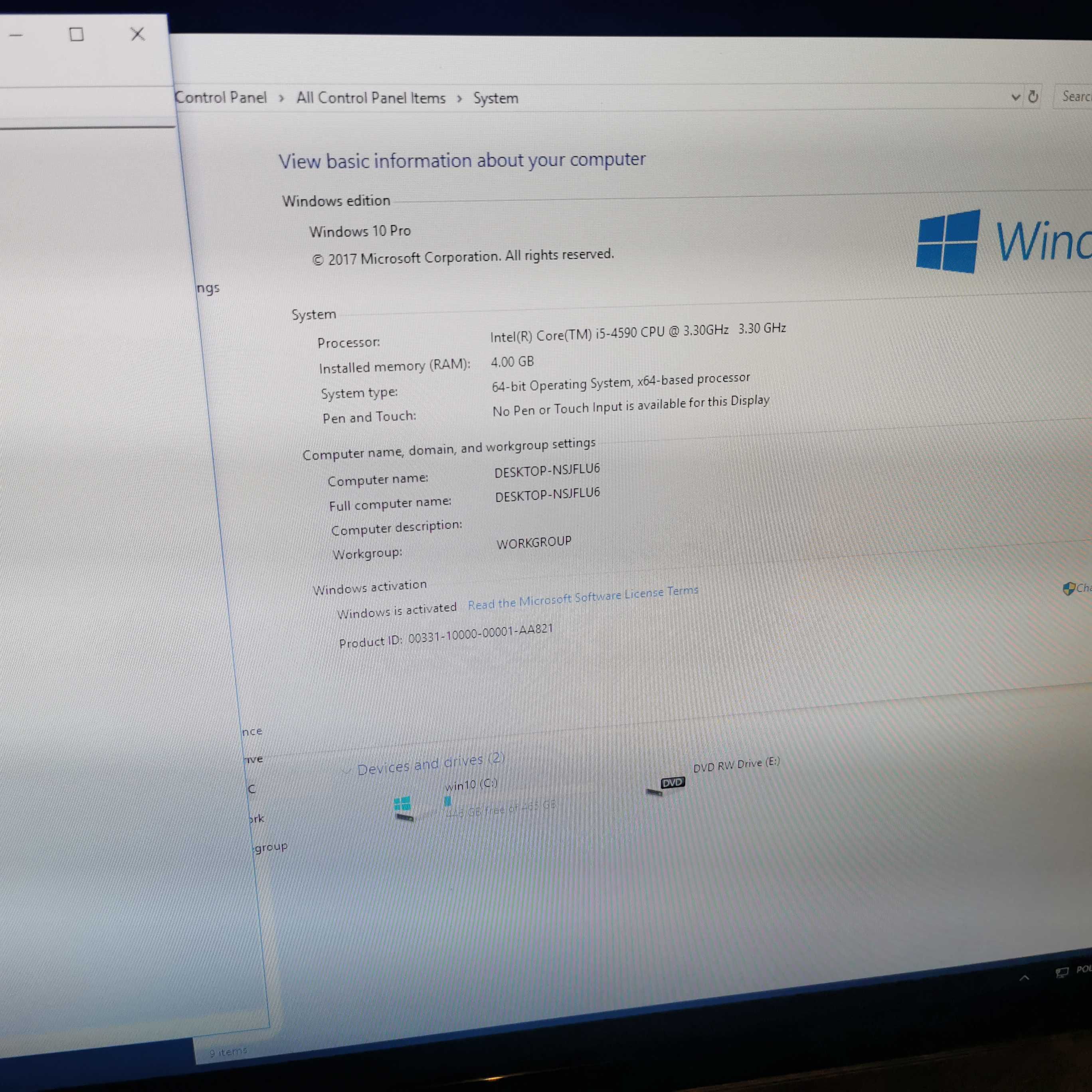 Komputer Dell Optiplex 3020 Intel-i5-4590 4GB 256GB SSD HDD HD4600