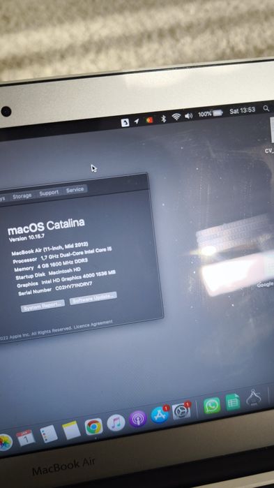 MacBook Air 11" (Mid 2012) – Core i5 1.7 GHz, 4 GB RAM, macOS Catalina64354259497474122