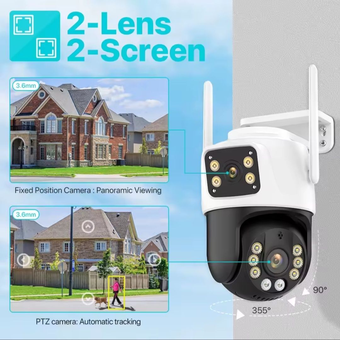 Podwójna kamera zewnętrzna obrotowa 4K 8MP WiFi 128GB monitoring