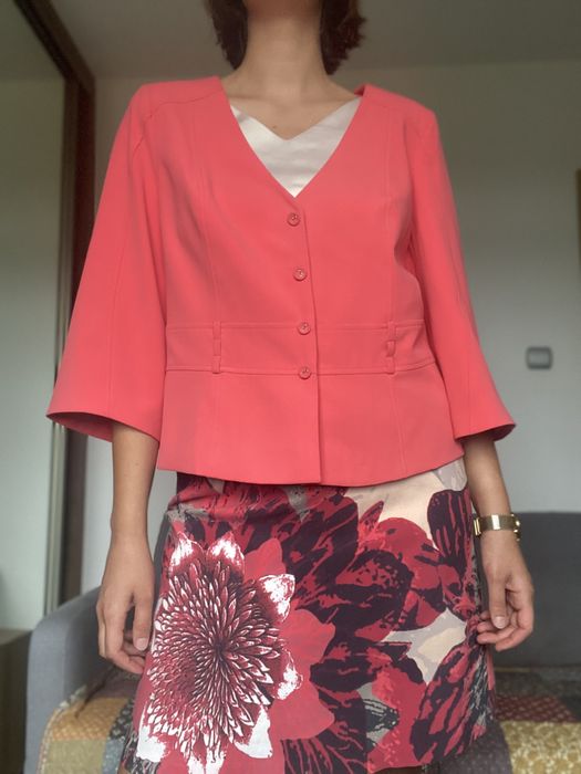 Nowy koralowy malinowy różowy żakiet krótka marynarka Molton L/XL