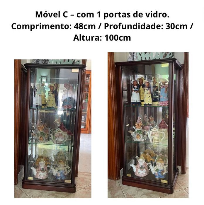 Conjunto de 4 móveis / expositores em madeira cerejeira