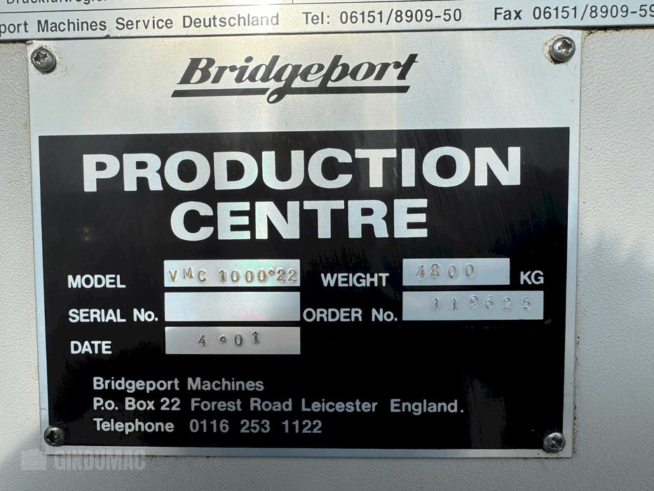 Centrum obróbcze Bridgeport VMC 1000/22