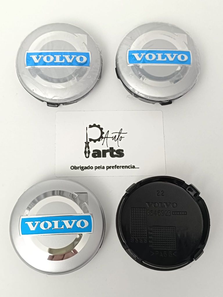 Conjunto 4 Centros de jante Volvo 64mm (Metalizado/Azul)