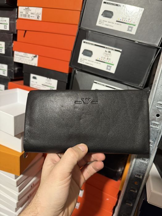 Мужской кожаный клатч армани уценка уцінка чоловічий гаманець шкіряний