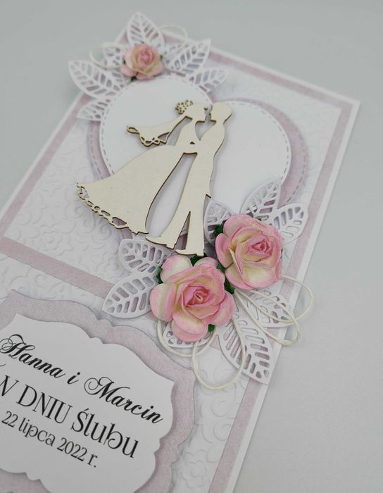Kartka na Ślub, Pamiątka Ślubu, ręcznie robiona,  w pudełku