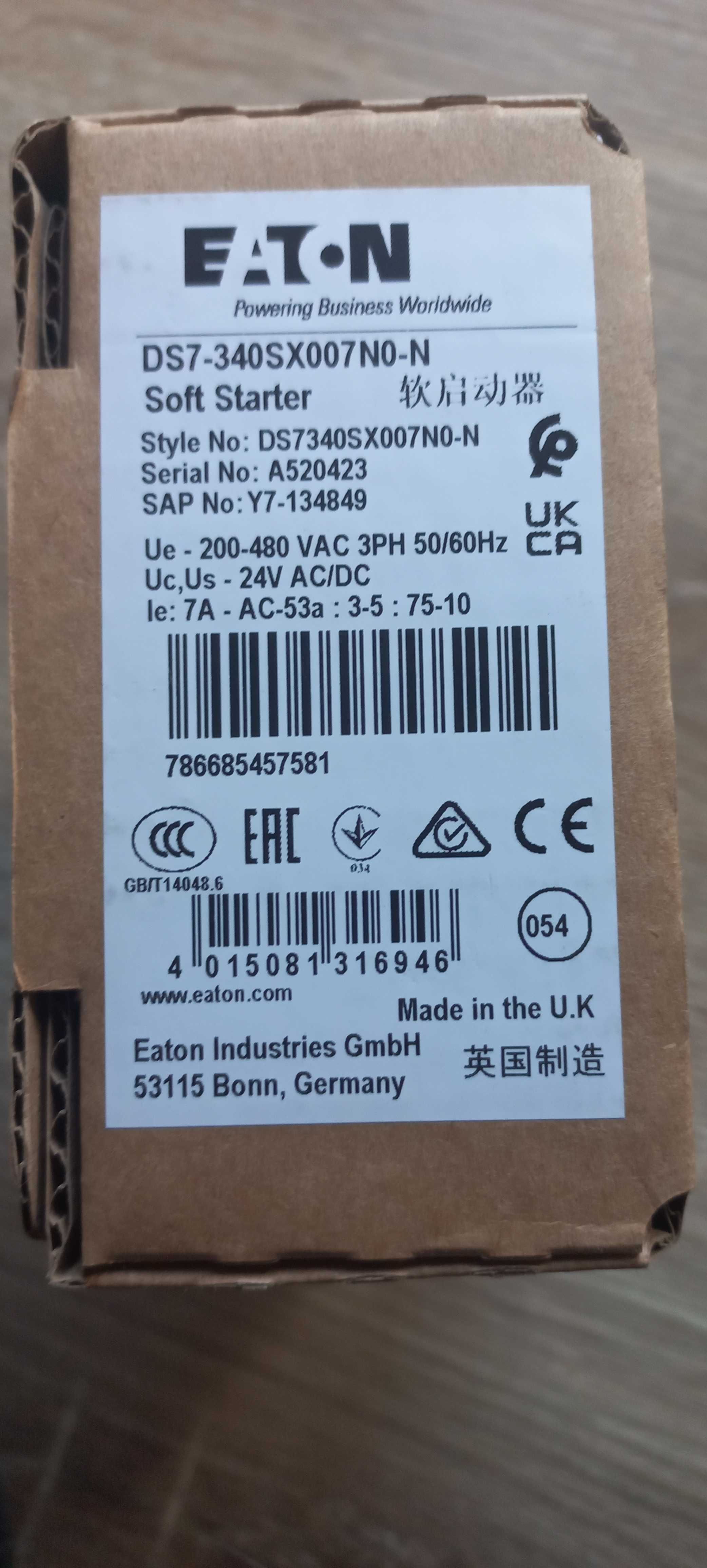 Eaton Softstart 3-fazowy 7A 3kW/400V Uc=24V DS7-340SX007N0-N, 134849