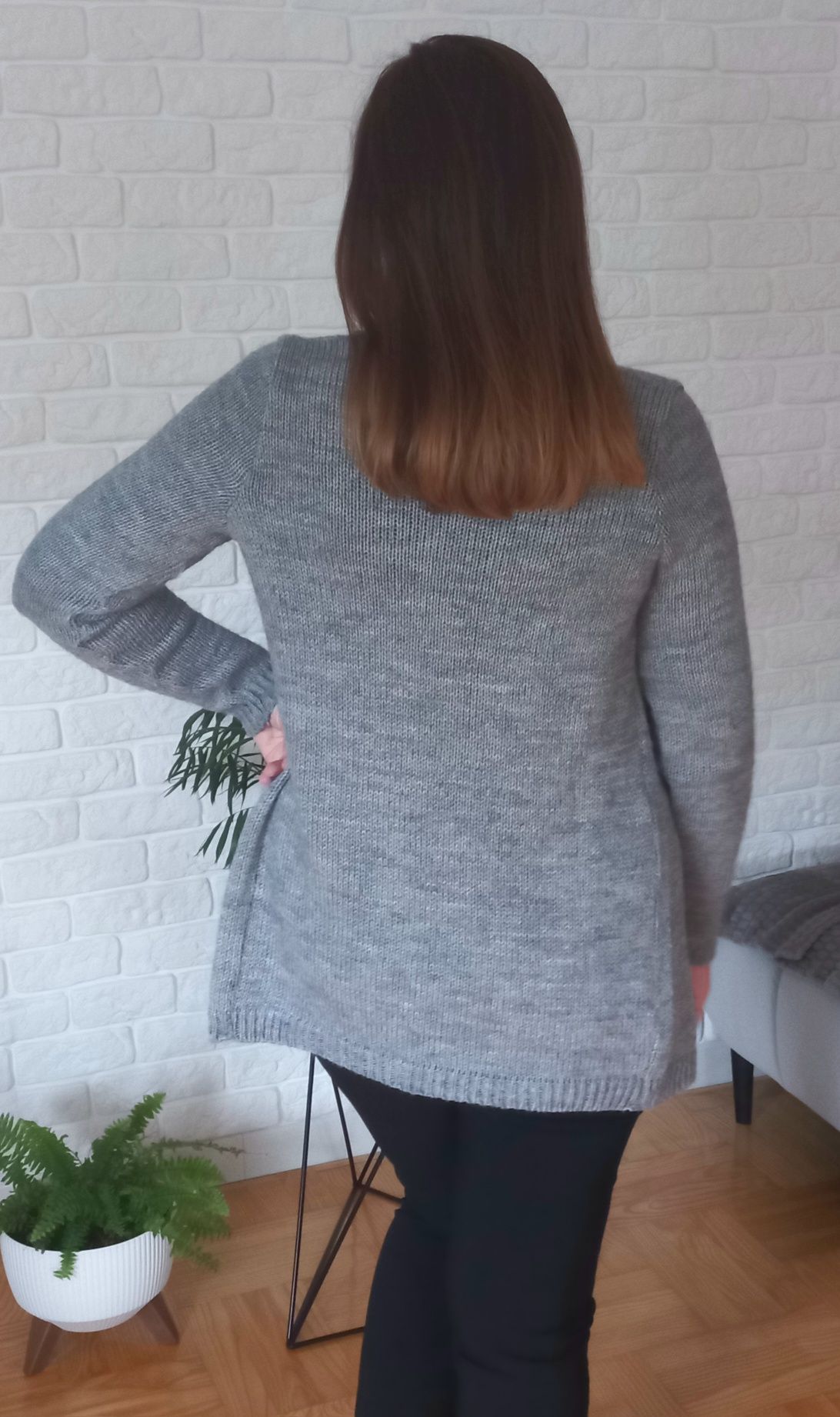 Kardigan, sweter, narzutka r.Uni SZARY stan BDB akryl / wełna