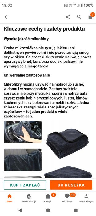 Ścierki z mikrofibry, czarne, 3 sztuki