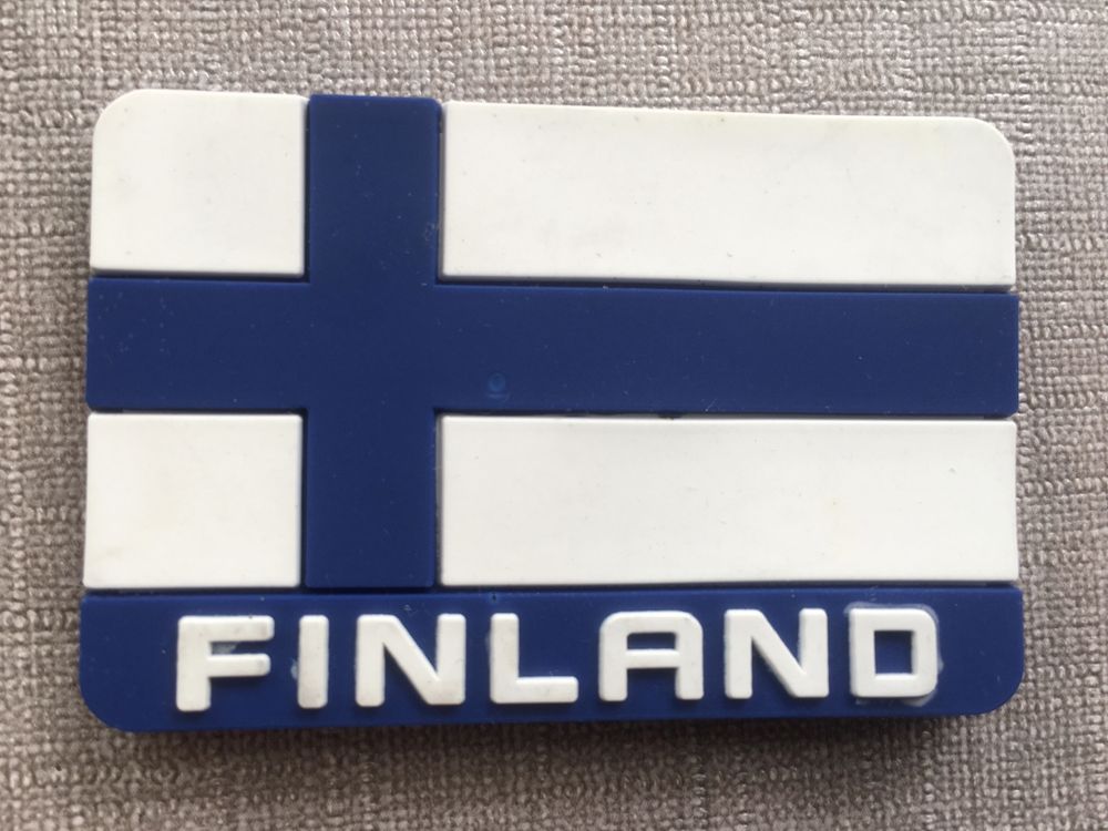 Magnes na lodówkę gumowy z Finlandii - Finlandia flaga fińska Finland