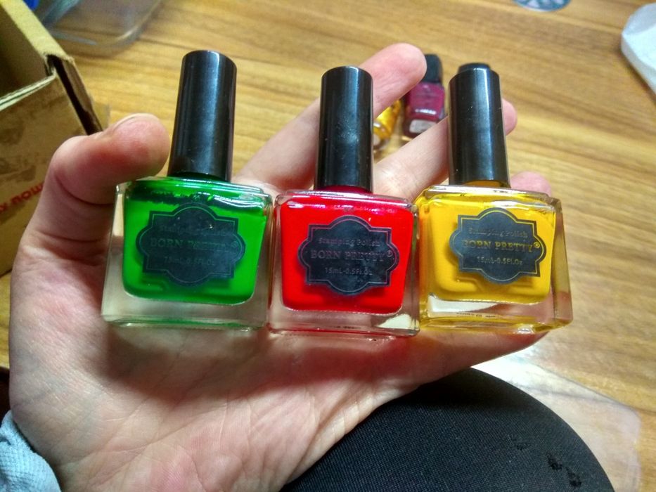 Лак born pretty 15 мл и 6 мл для степенга ; пластинки uf/led для рисун