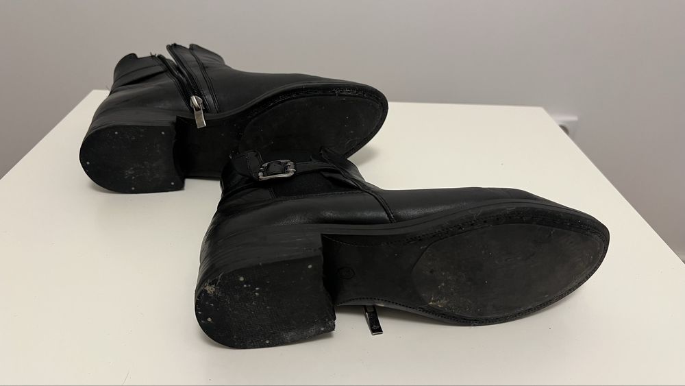 Czarne sztyblety botki skórzane 37