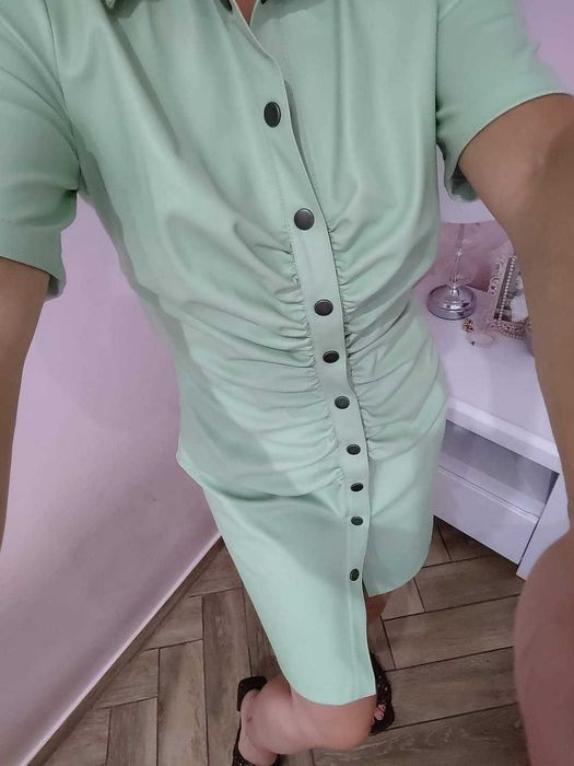 Noisy May sukienka skórzana pistacja s m l