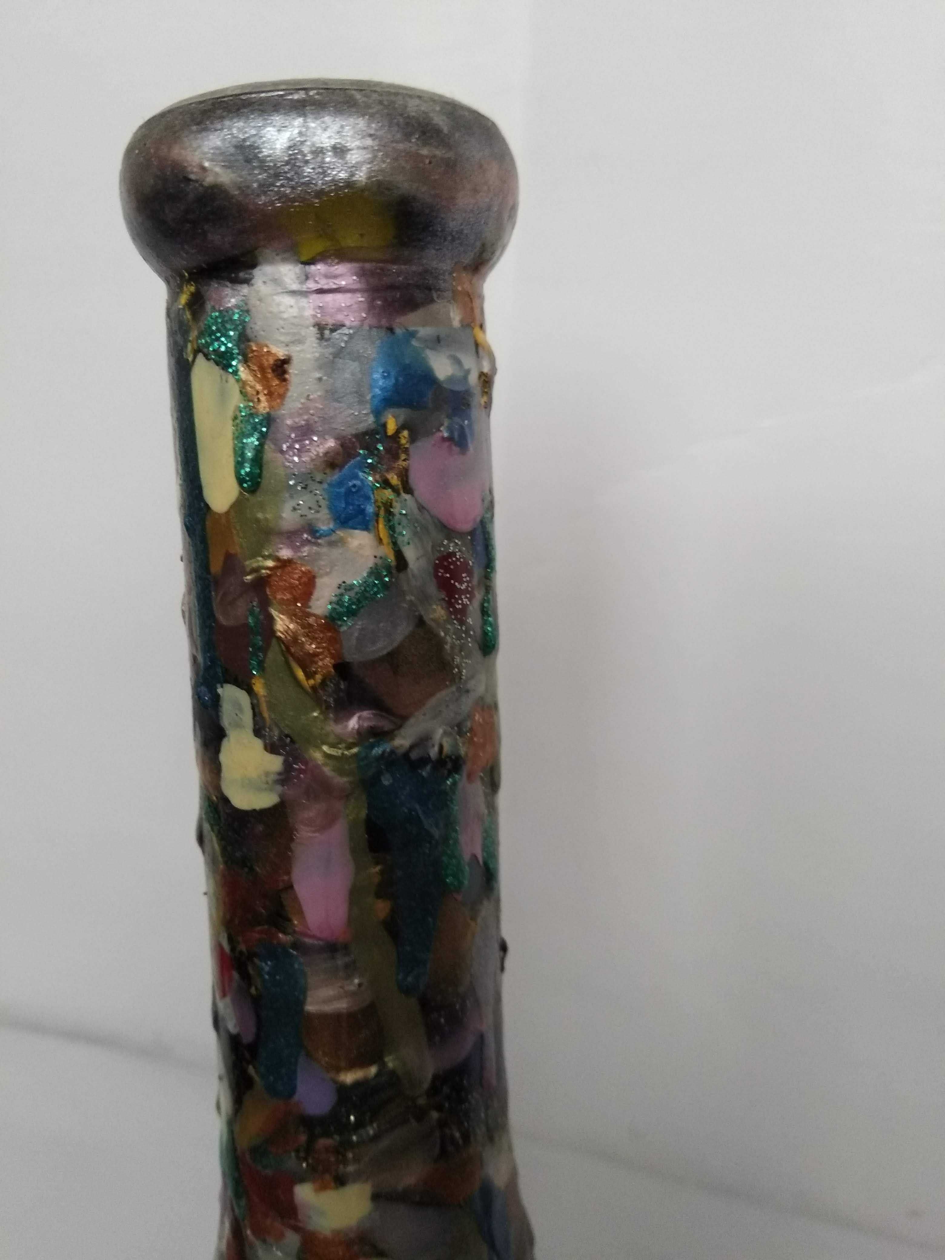 Бутылка роспись по стеклу ручная работа высота 31,5 см абстракционизм