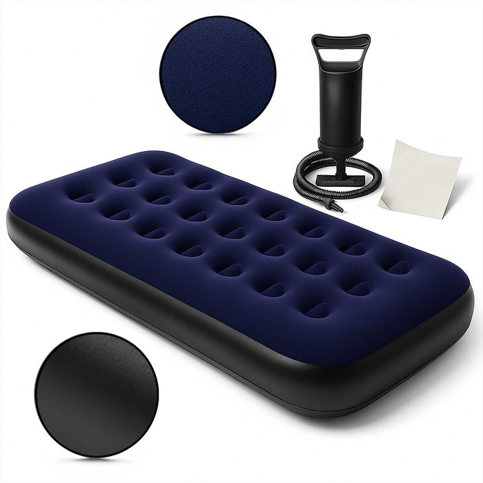 MATERAC jednoosobowy dmuchany 181X70X220CM wygodny welurowy