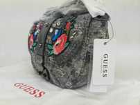 Nowa torebka GUESS denim monogram kwiaty hafty torba czarna koktajlowa