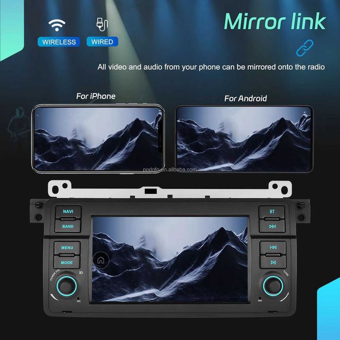 Rádio 7" BMW Serie 3 E46 c/ CarPlay/Android Auto GPS (4/64GB) NOVO