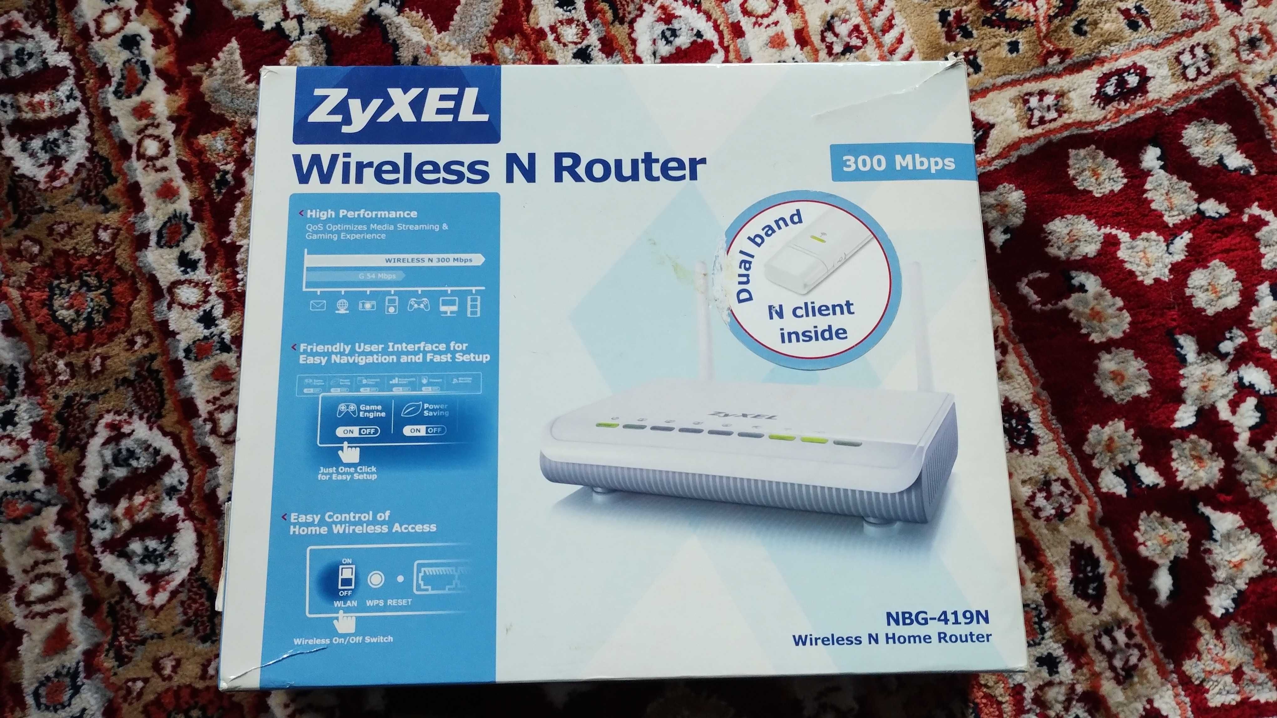 Zyxel NBG-419N router bezprzewodowy i Adapter Wifi USB