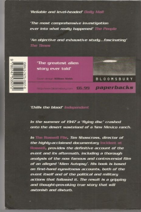 The Roswell File - Tim Shawcross 1998 BLOOMSBURY