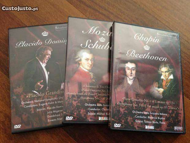Caixa com 20 DVDs com concertos de música clássica