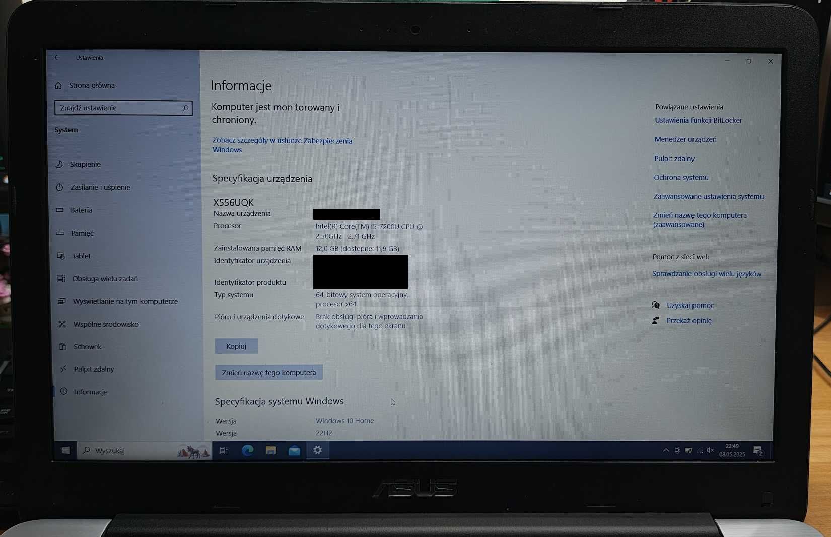 Laptop Asus R558U I5-7200U/12 gb Ram/240 gb ssd/ Win 10