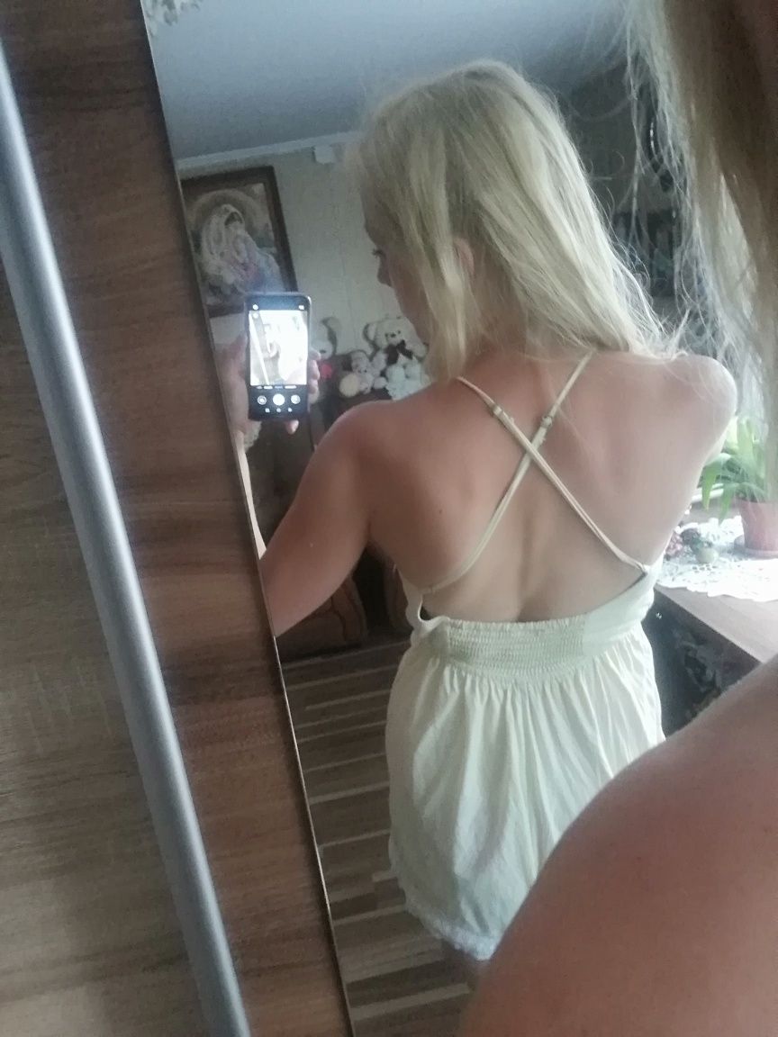 Kombinezon z koronką biała h&m divided stan idealny