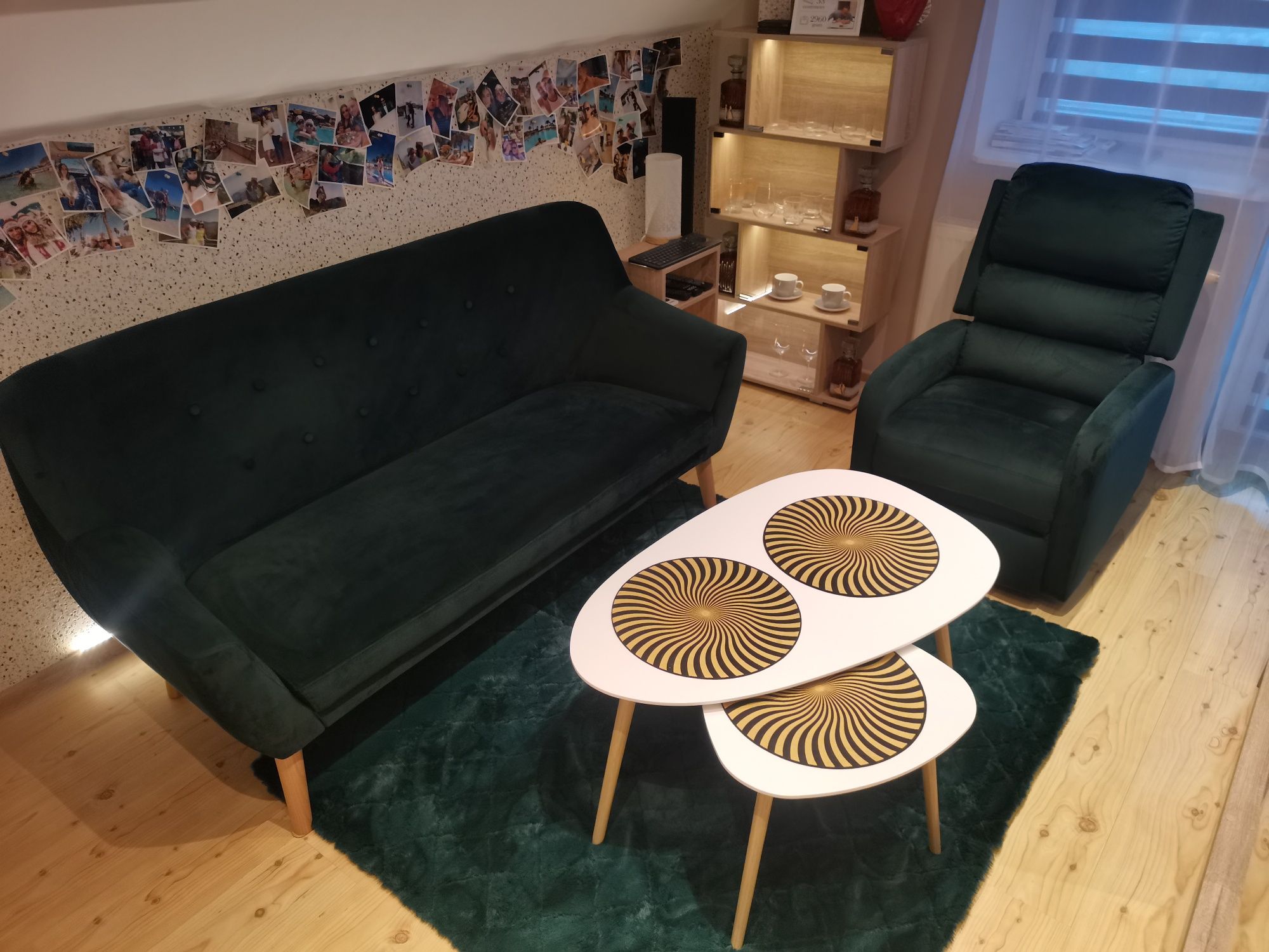 Tapicerowana sofa NORDIC 3 osobowa butelkowa zieleń fotel