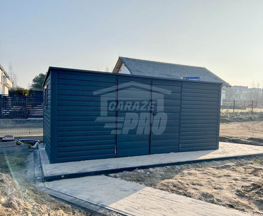 Domek Ogrodowy - Schowek 5,5 x 3 brama - okno - Antracyt  GP344