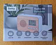 Nowe radio FM Bamboo (radio, budzik i termometr), zasilanie bateryjne