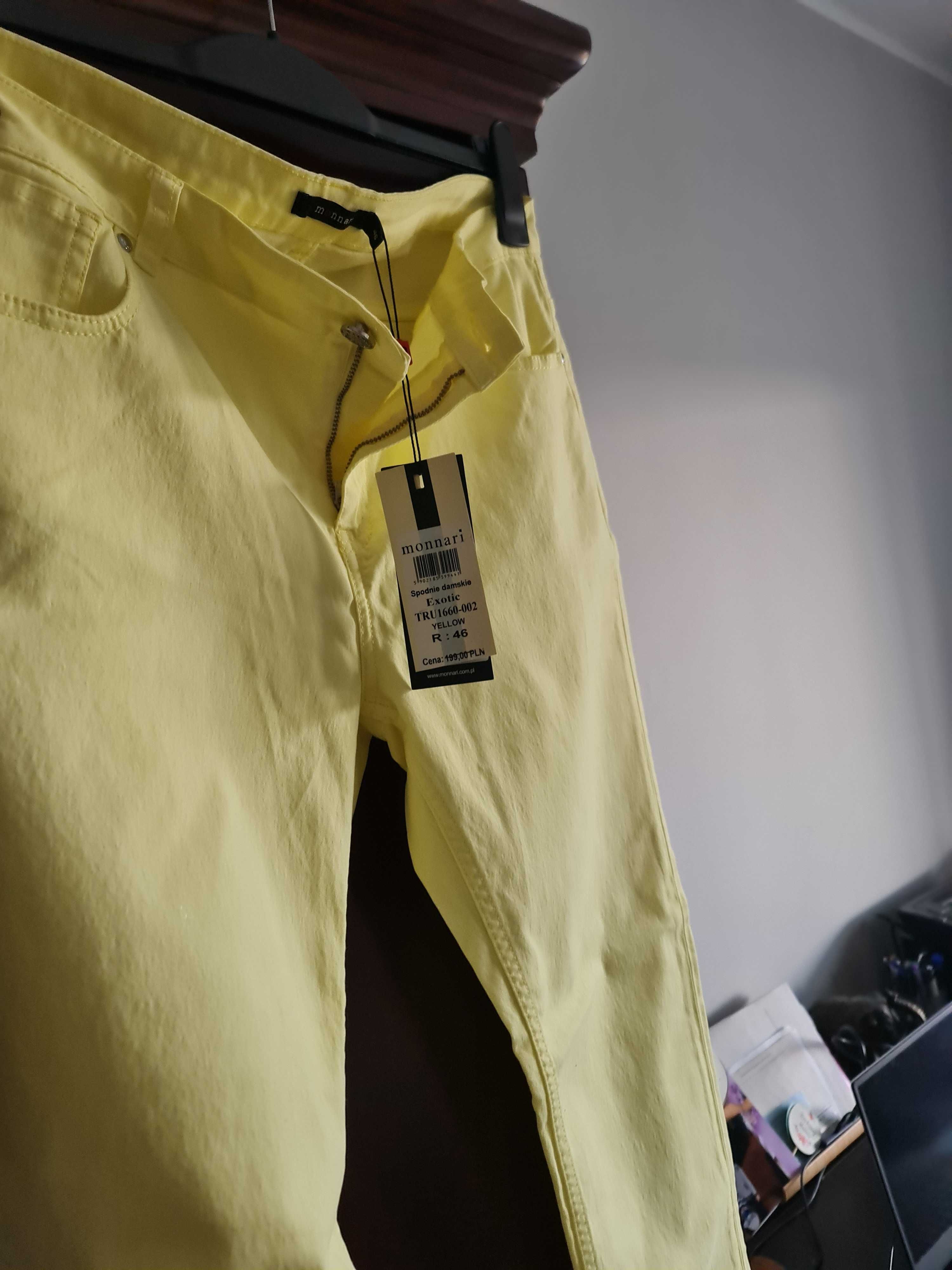 Spodnie damskie Jeansy Cotton Monnari 46  Żółte Nowe