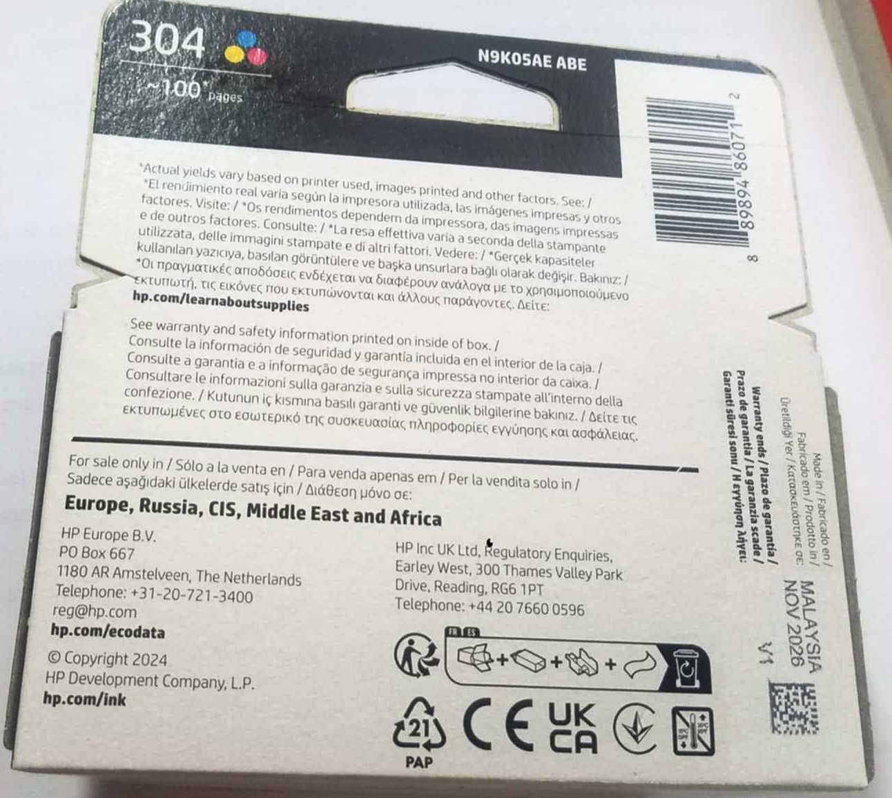 Tinteiro HP tricolor 304