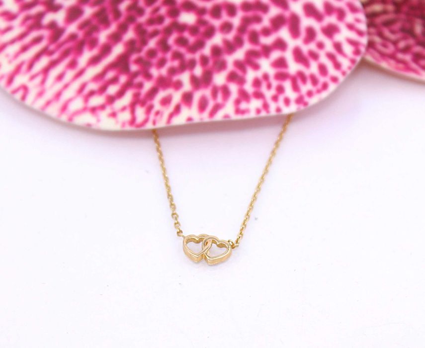 Złota celebrytka p.585/1,78g z dwoma serduszkami