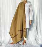 Szal orientalny indyjski haftowany haft paisley pashmina khaki zieleń