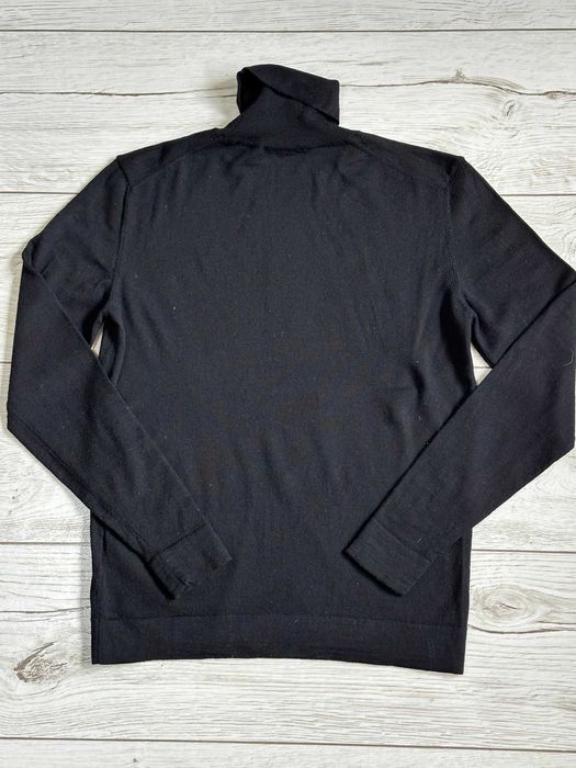 STRELLSON męski wełniany sweter golf czarny 100% virgin wool merino M